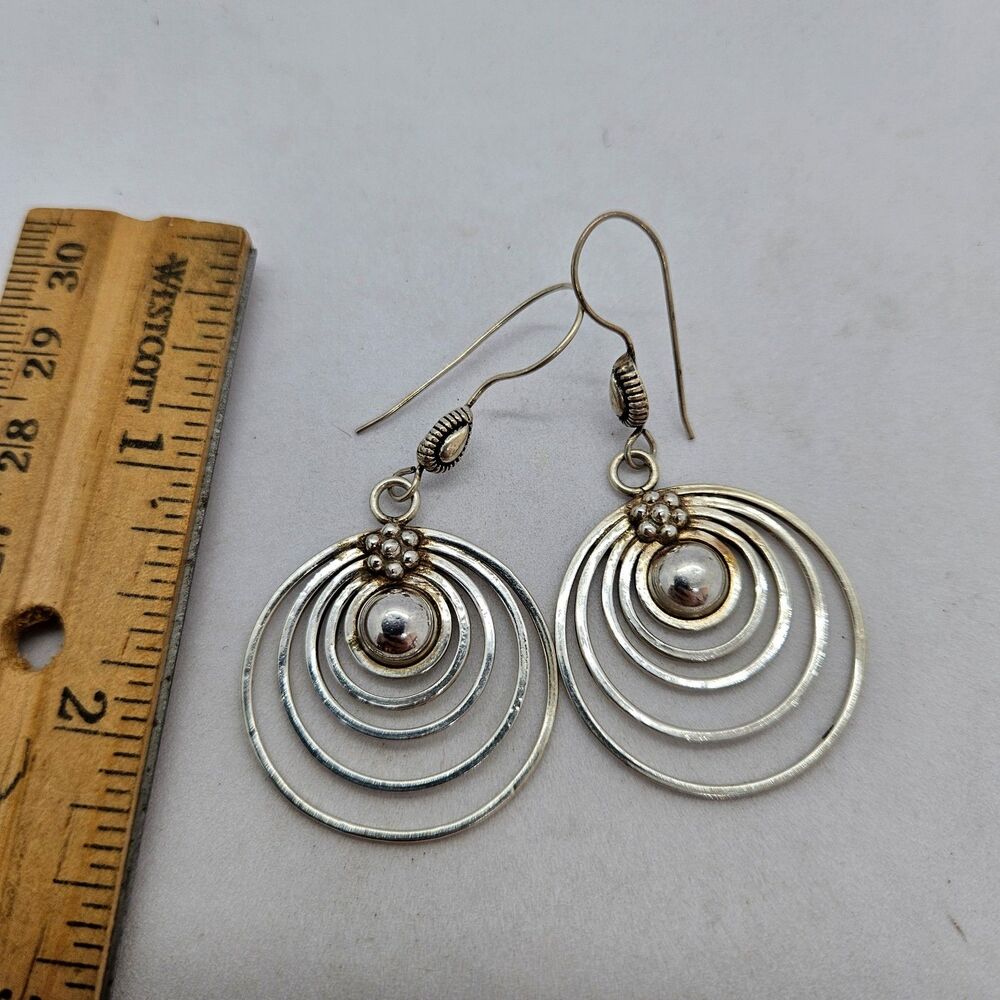 Sterling Silver Circle Design Dangle Earrings TM 925 India